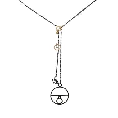 Collana lunga Hermès Crazy Calèche in argento nero e oro rosa