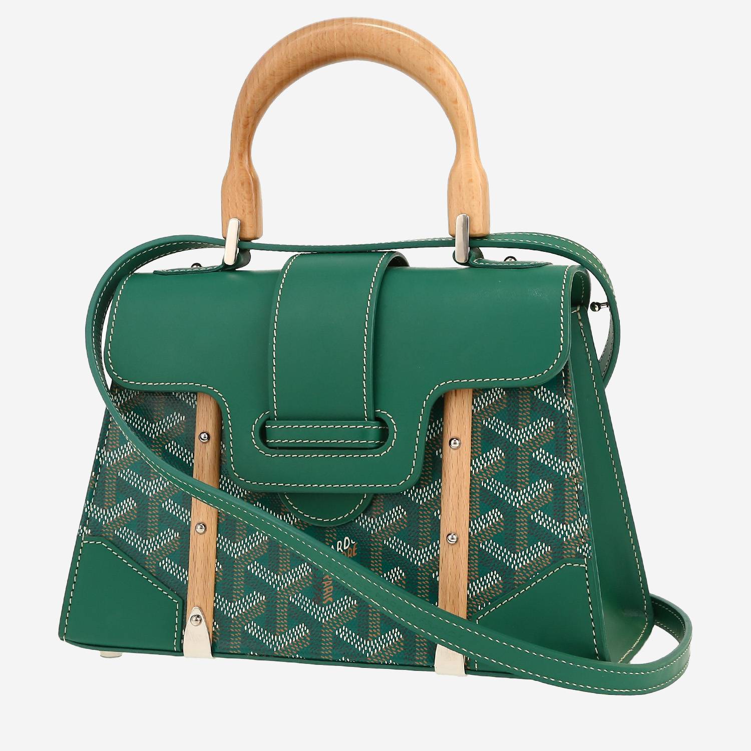 Borsa a tracolla Goyard  Saigon in tela Goyardine verde e pelle verde
