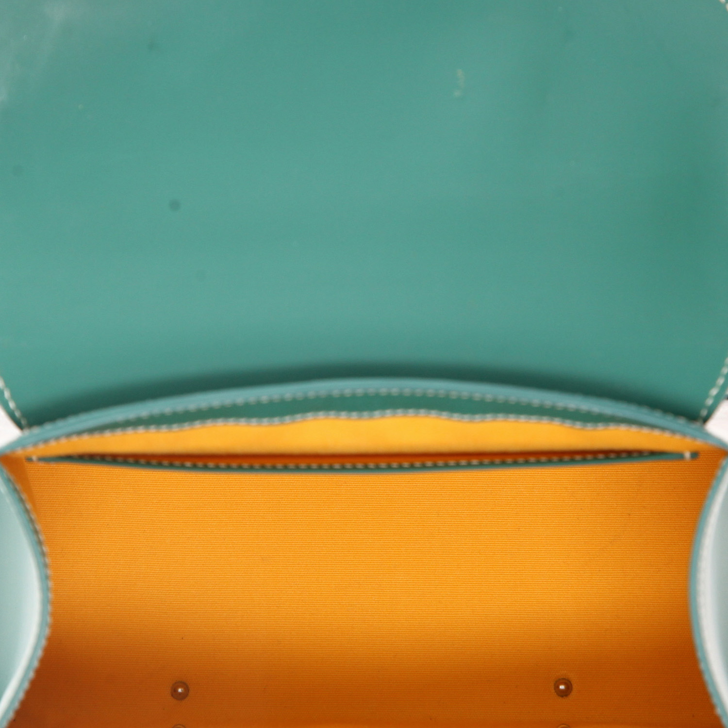 Goyard  Saigon shoulder bag  in green Goyard canvas  and green leather - Detail D3