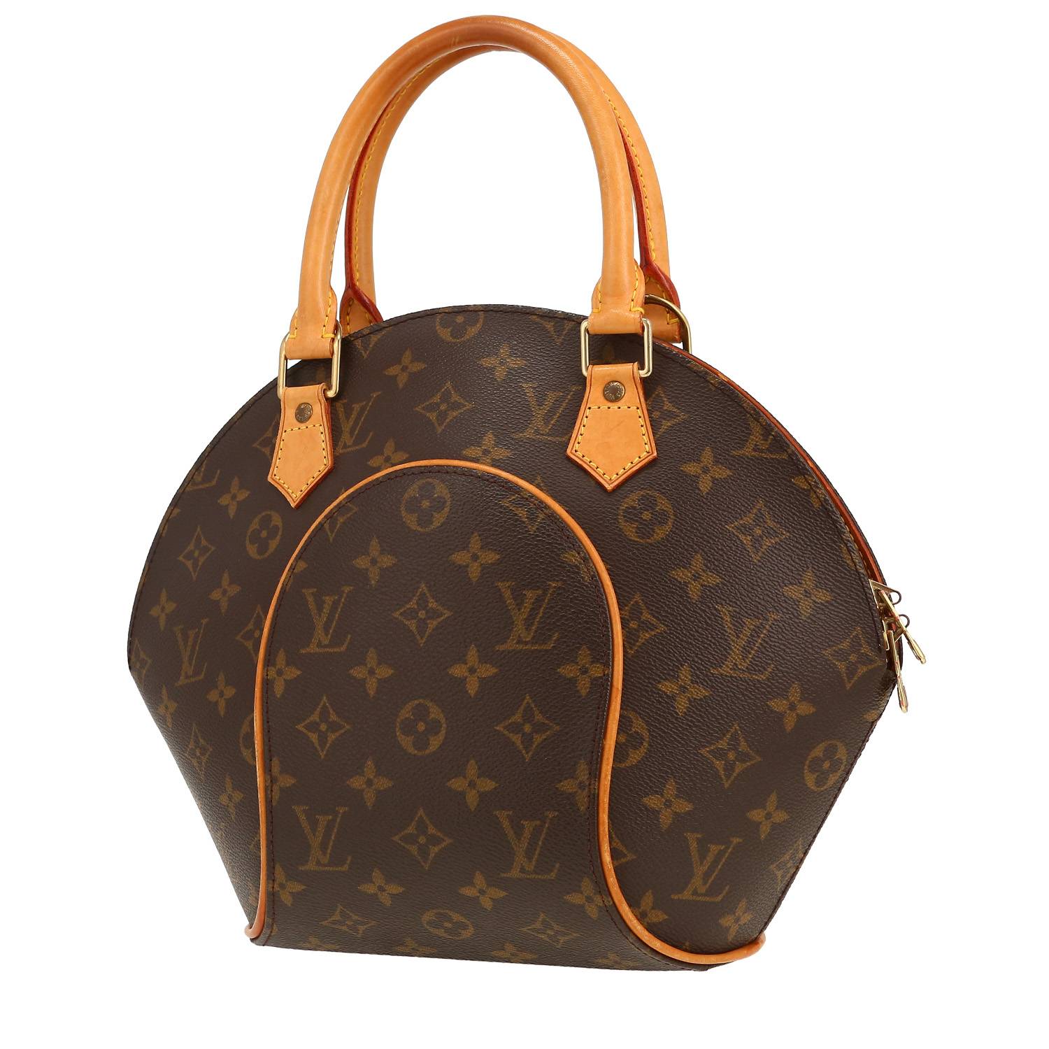 Sac à main Louis Vuitton  Ellipse petit modèle  en toile monogram marron et cuir naturel