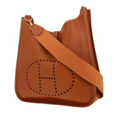 Sac bandoulière Hermès  Evelyne en cuir Courchevel gold