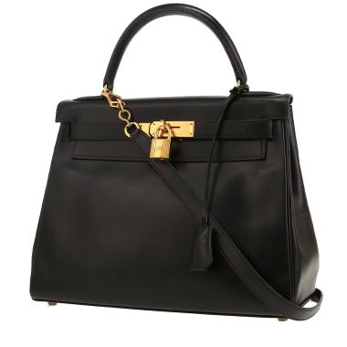 Bolso de mano Hermès  Kelly 28 cm en cuero box negro