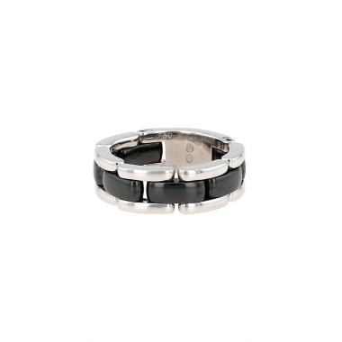 Flexible Chanel Ultra small model ring in white gold and ceramic