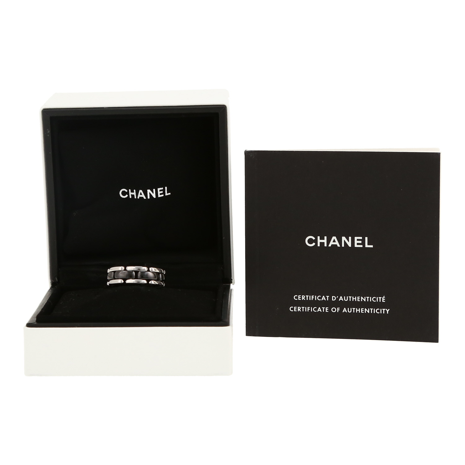 Sortija flexible Chanel Ultra modelo de oro blanco y cerámica - Detail D2