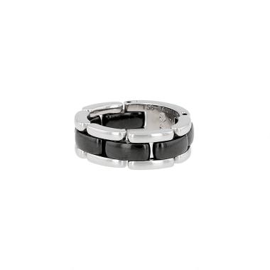 Flexible Chanel Ultra medium model ring in white gold and ceramic