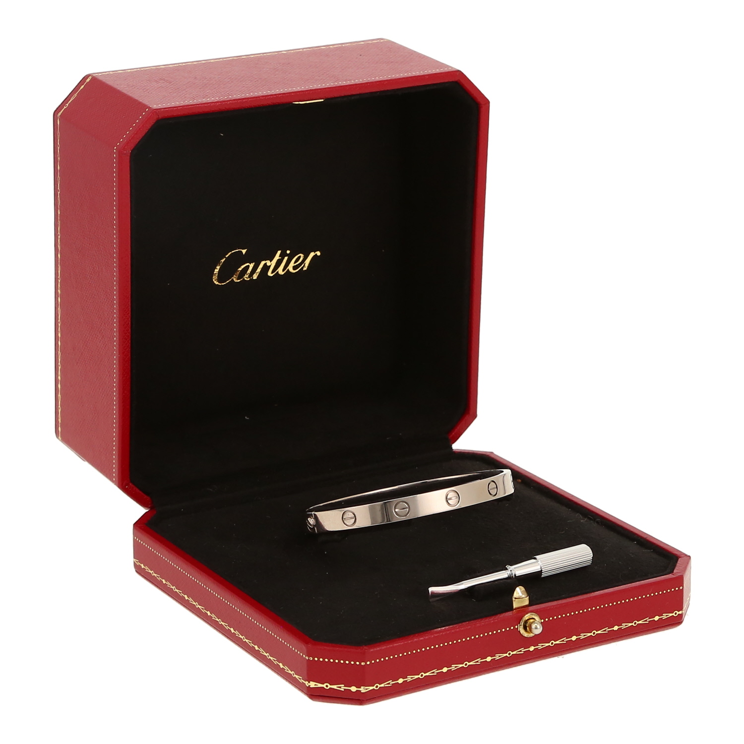 Bracelet Cartier Love en or blanc, taille 17 - Detail D2