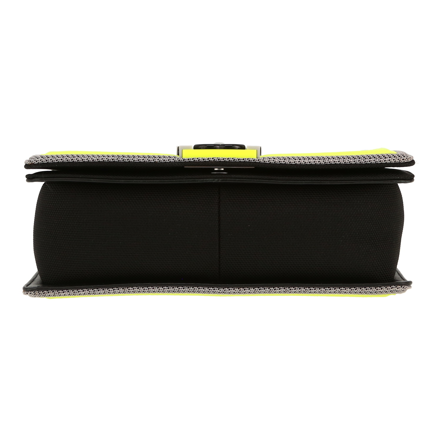 Borsa a tracolla Chanel  Boy modello medio  in tela grigia gialla e nera - Detail D1