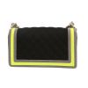 Sac bandoulière Chanel  Boy moyen modèle  en toile grise jaune et noire - Detail D4 thumbnail