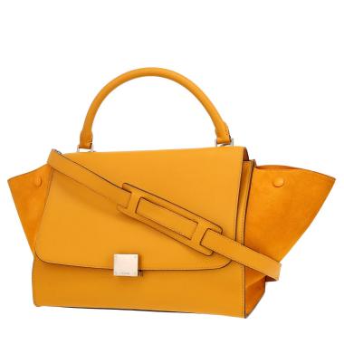 Borsa Celine  Trapeze in pelle gialla e Veau velours giallo