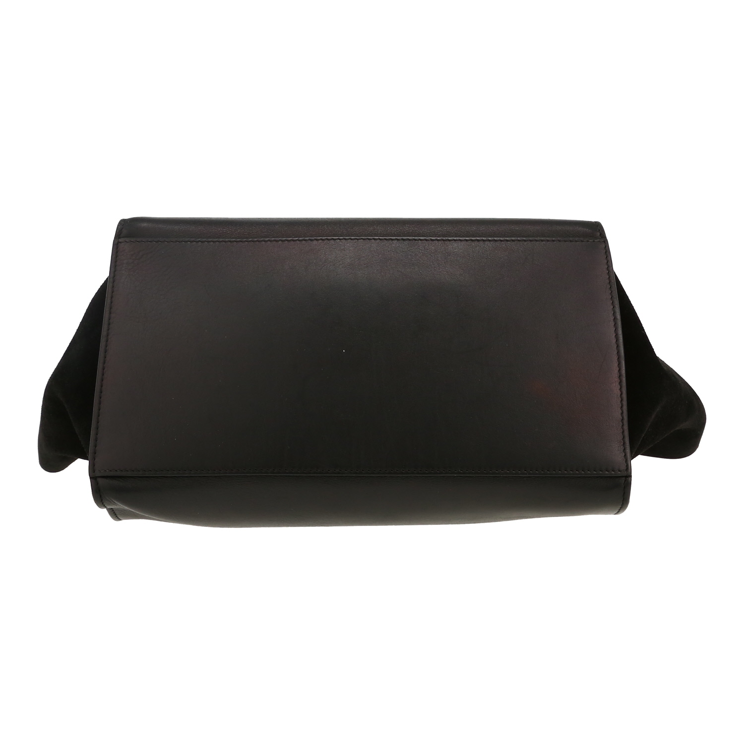 Sac à main Celine Trapeze en cuir noir et Veau velours noir - Detail D1