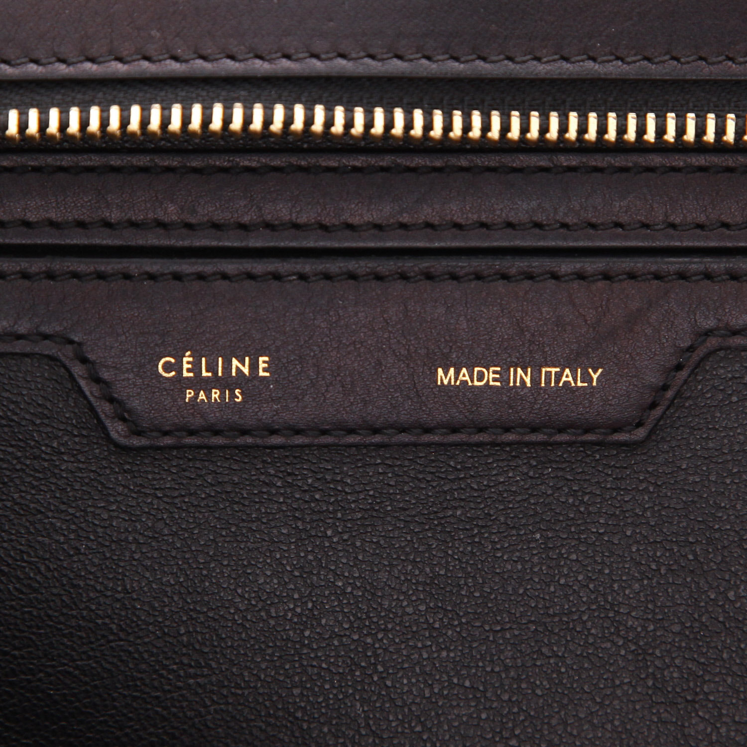Celine  Trapeze handbag  in black leather  and black Veau velours - Detail D2