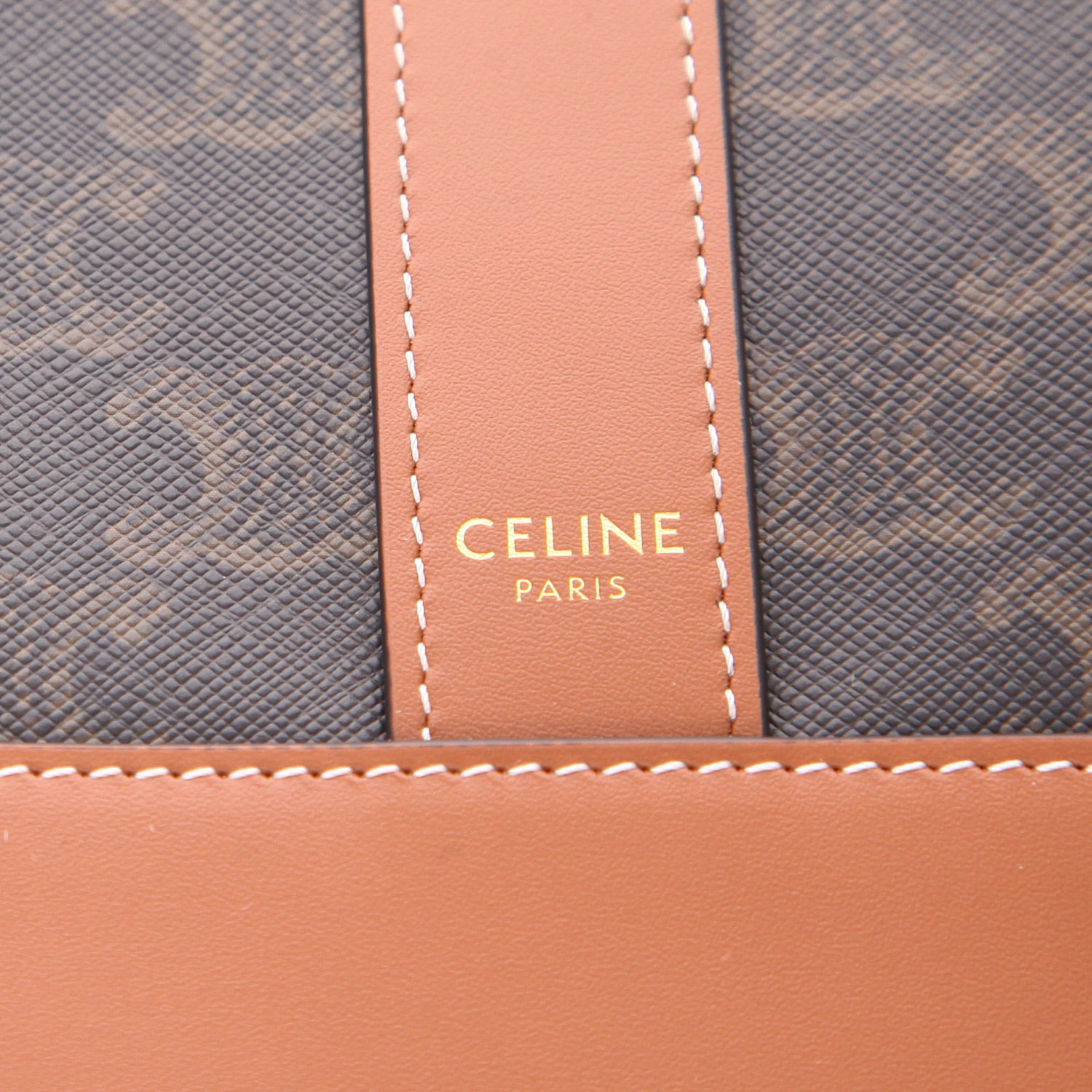 Sac bandoulière Celine  Seau moyen modèle  en toile monogram et cuir marron - Detail D2