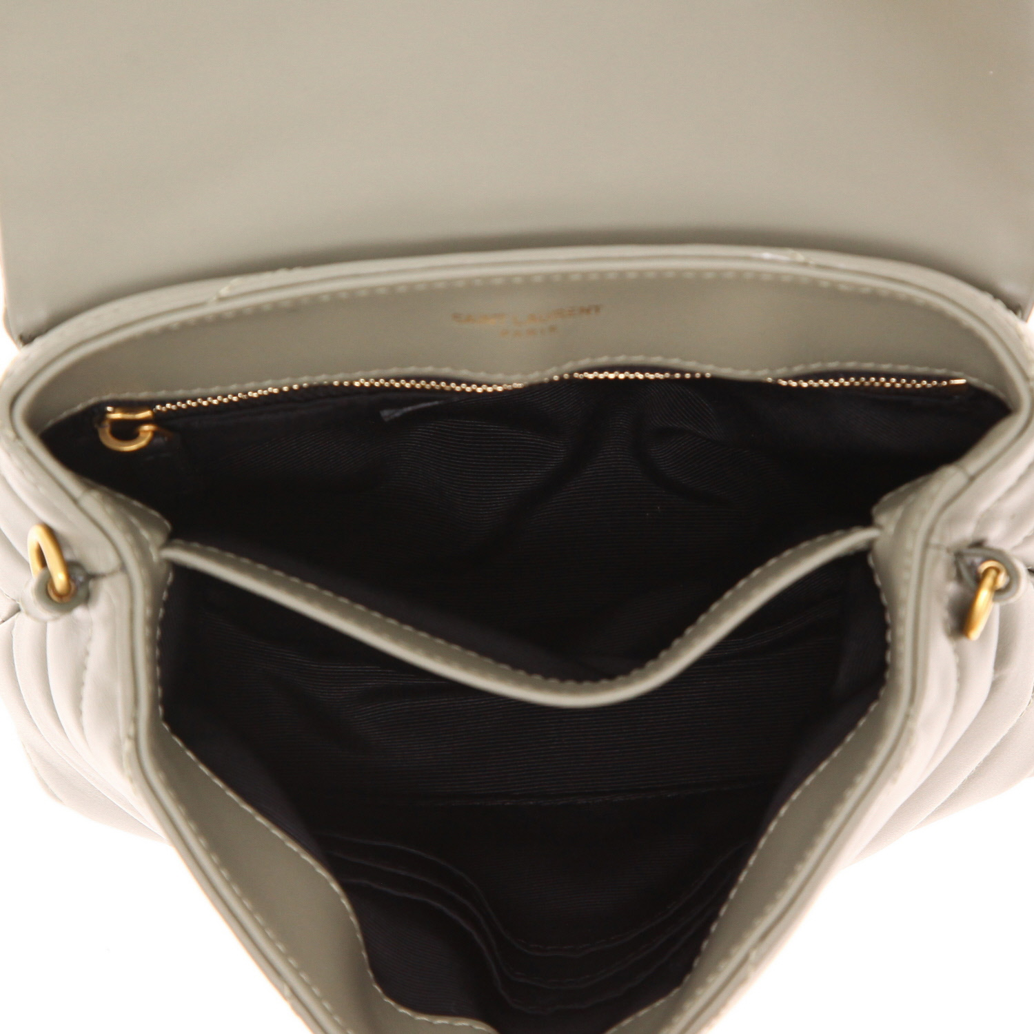 Borsa a tracolla Saint Laurent  Toy Loulou in pelle trapuntata verde Mandorla - Detail D3