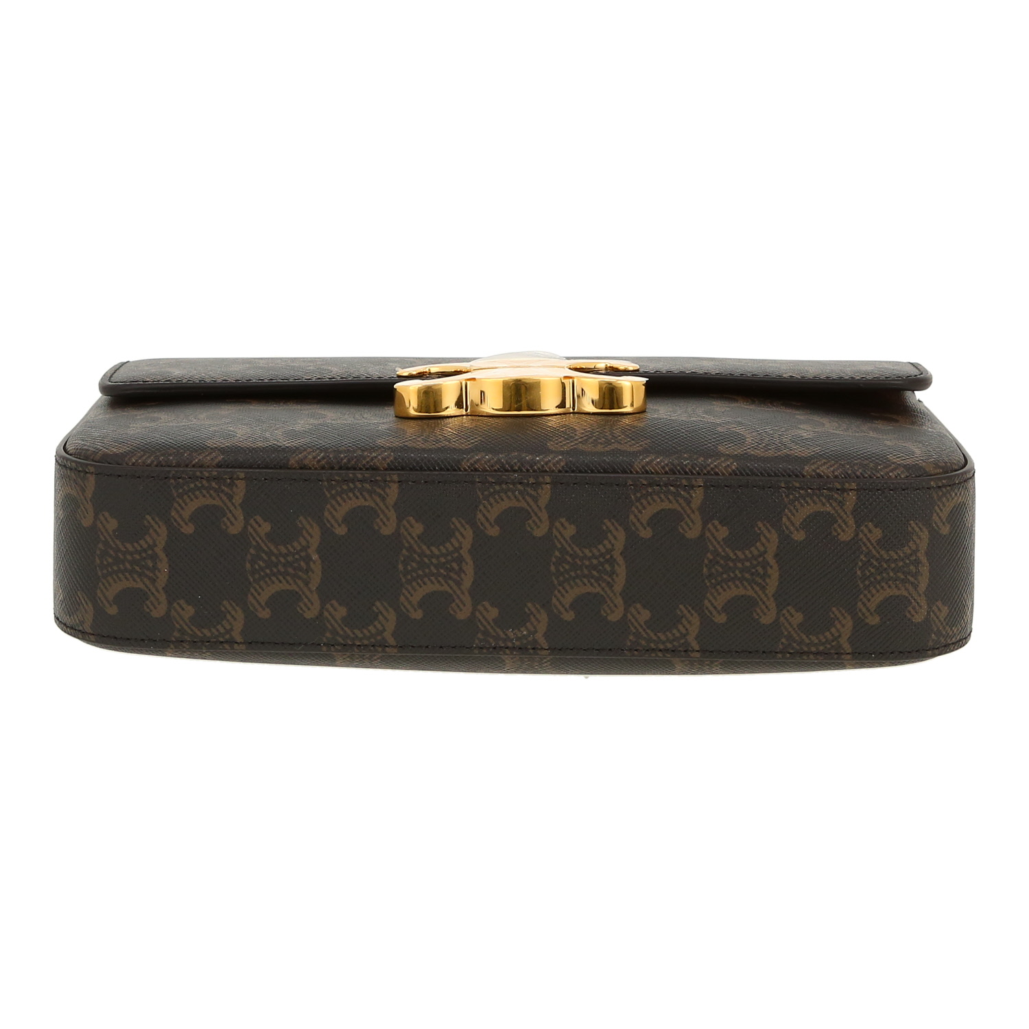 Borsa Celine  Claude in tela "Triomphe" marrone e pelle marrone - Detail D1