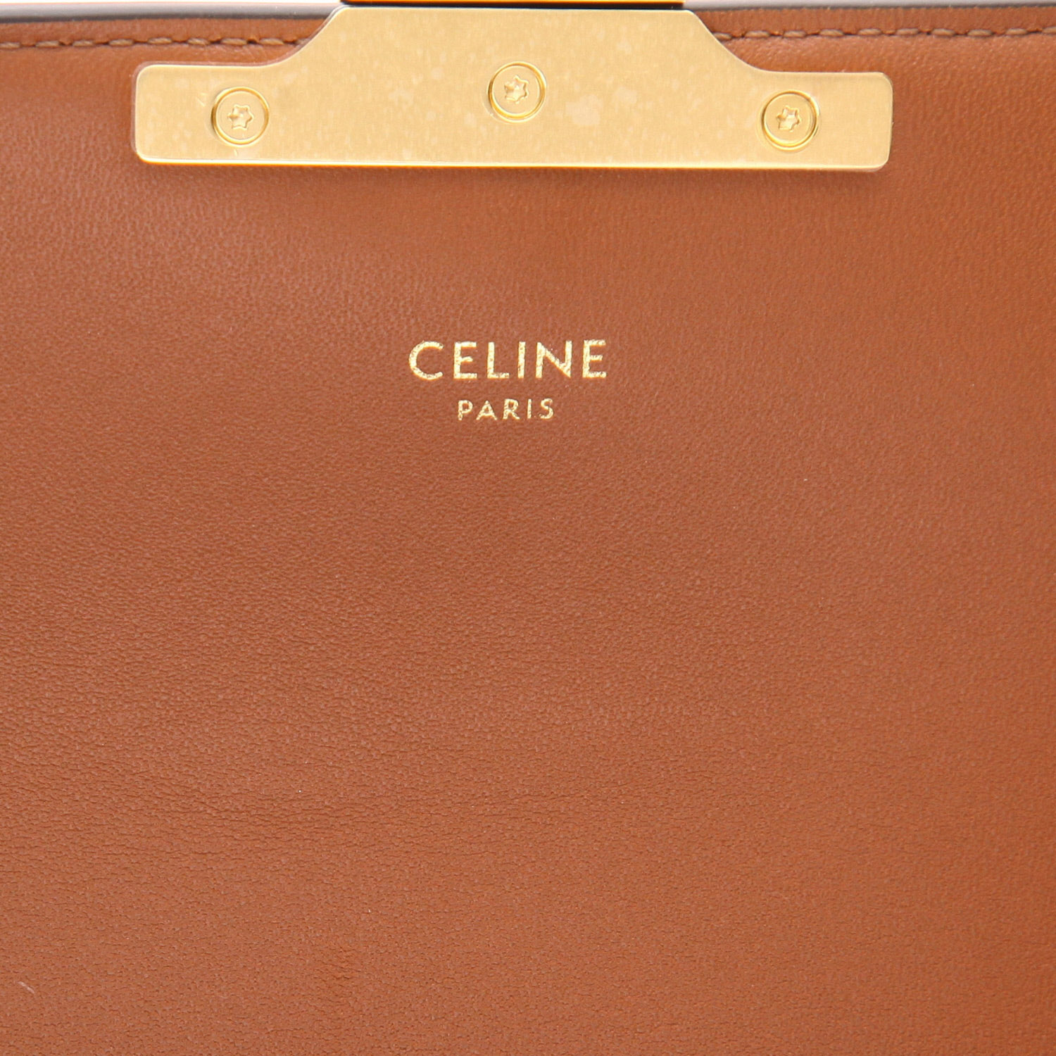 Sac à main Celine  Claude en toile Triomphe marron et cuir marron - Detail D2