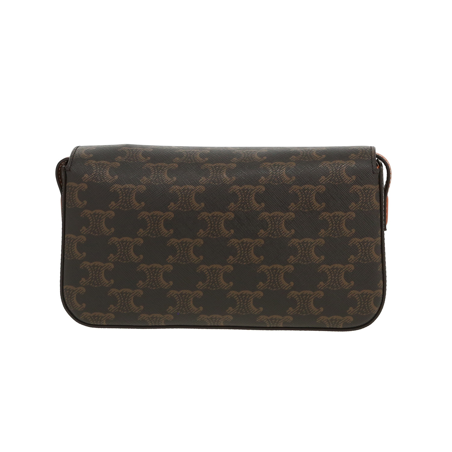 Borsa Celine  Claude in tela "Triomphe" marrone e pelle marrone - Detail D4