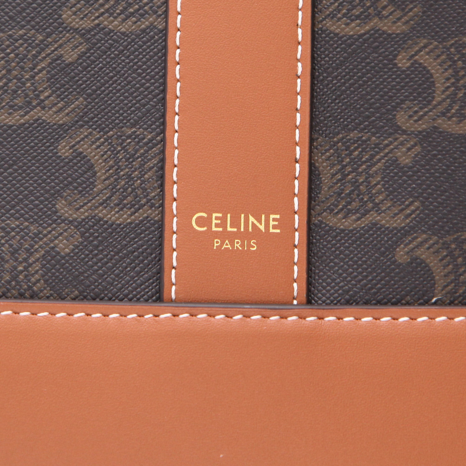 Celine  Seau medium model  shoulder bag  monogram canvas  and brown leather - Detail D2