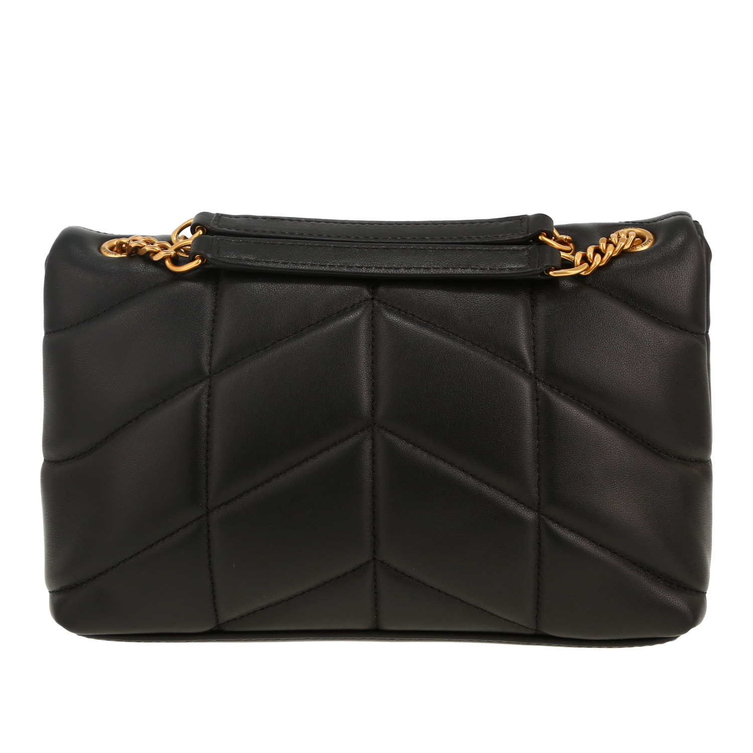 Bolso bandolera Saint Laurent  Puffer Toy en cuero acolchado negro - Detail D4