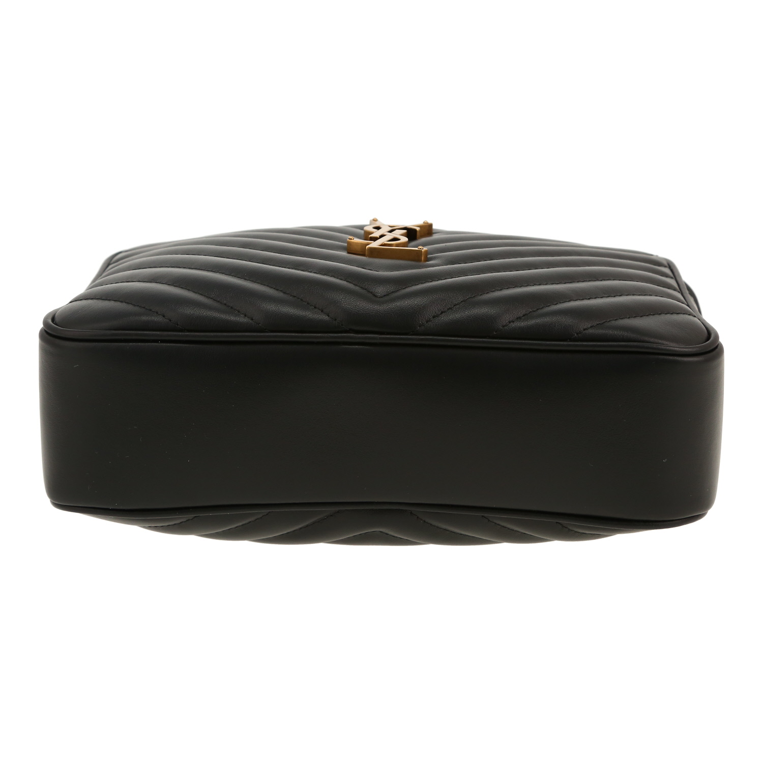 Saint Laurent  Lou Sac Caméra shoulder bag  in black chevron quilted leather - Detail D1