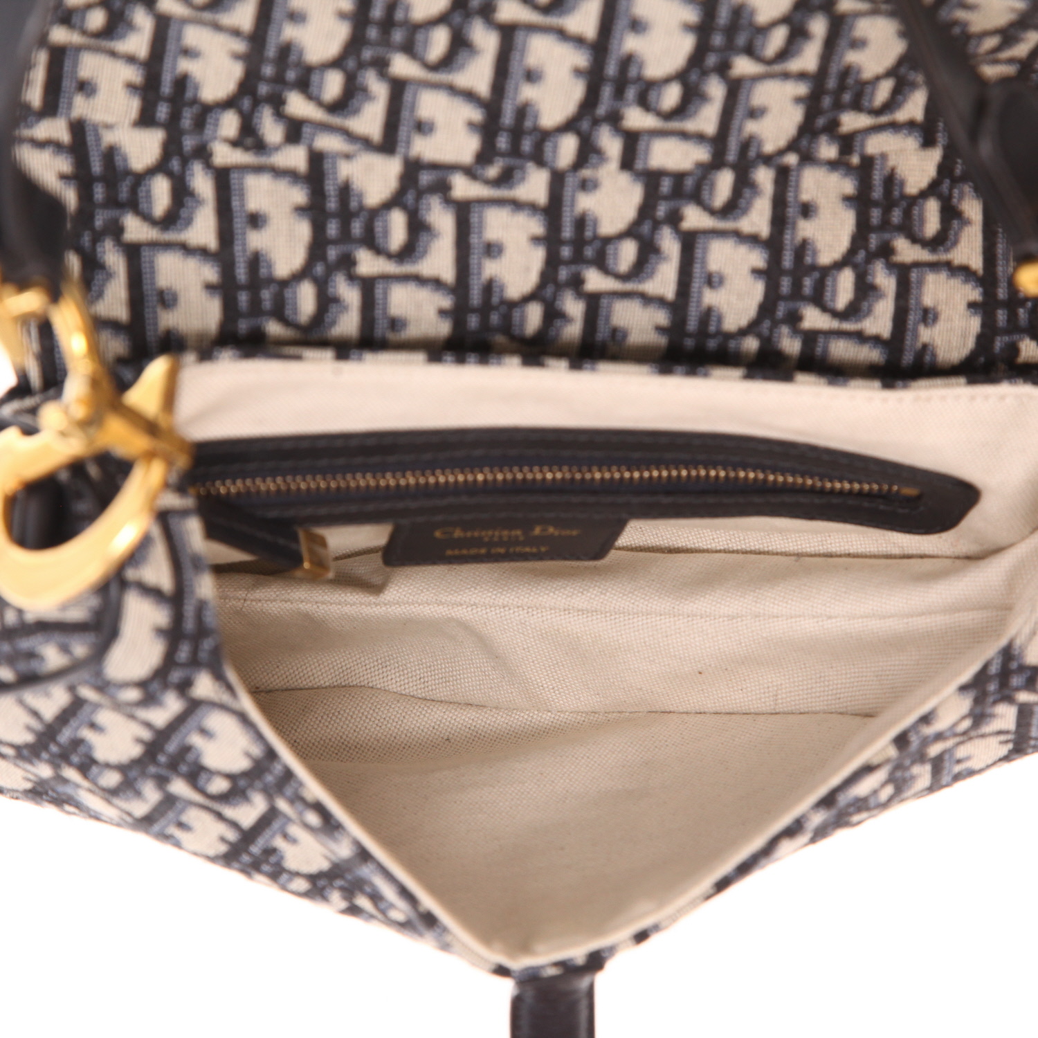 Dior  Saddle handbag  in navy blue monogram canvas Oblique - Detail D3