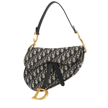 Borsa Dior  Saddle in tessuto a monogramma Oblique blu marino