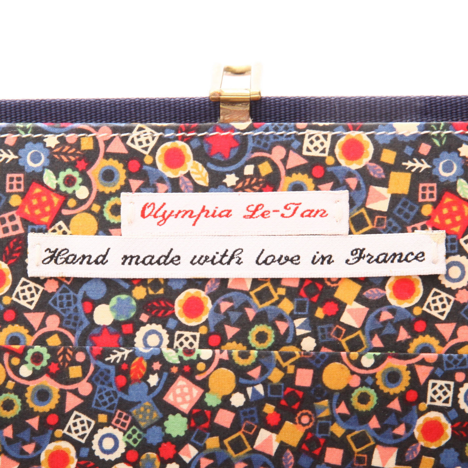 Bolsito de mano Olympia Le-Tan The Last Tycoon  en lona azul marino - Detail D2