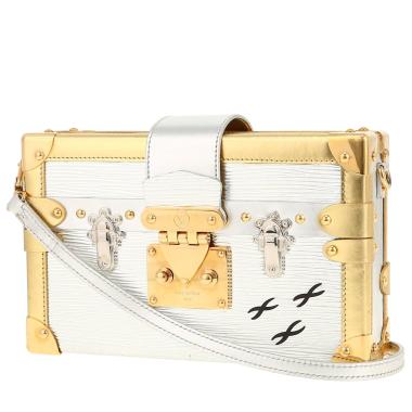 Sac bandoulière Louis Vuitton  Petite Malle en cuir épi argenté et cuir doré