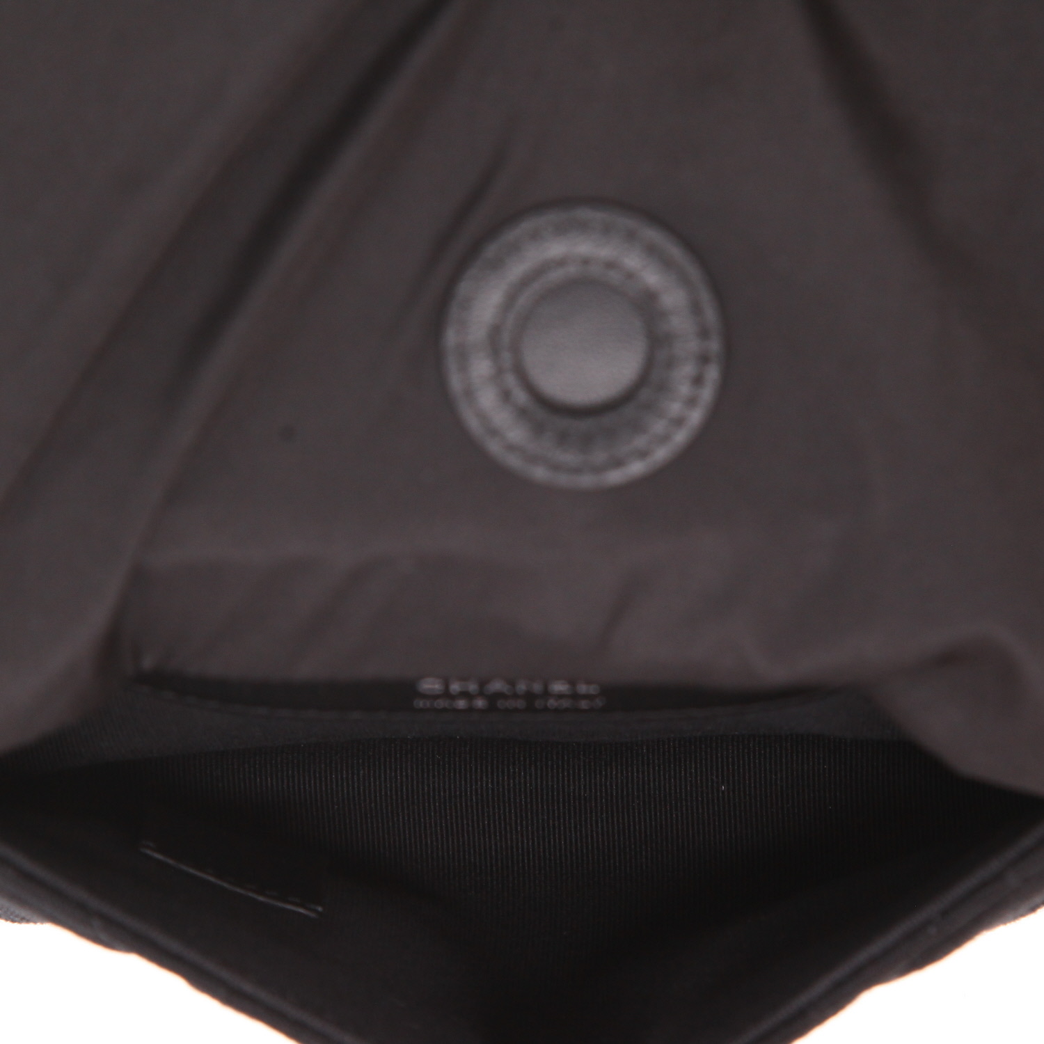 Chanel   shopping bag  in grey, black and white canvas  and black jersey - Detail D3