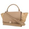 Celine  Trapeze handbag  in beige leather  and beige Veau velours - 00pp thumbnail