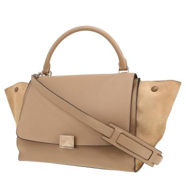 Borsa Celine  Trapeze in pelle beige e Veau velours beige