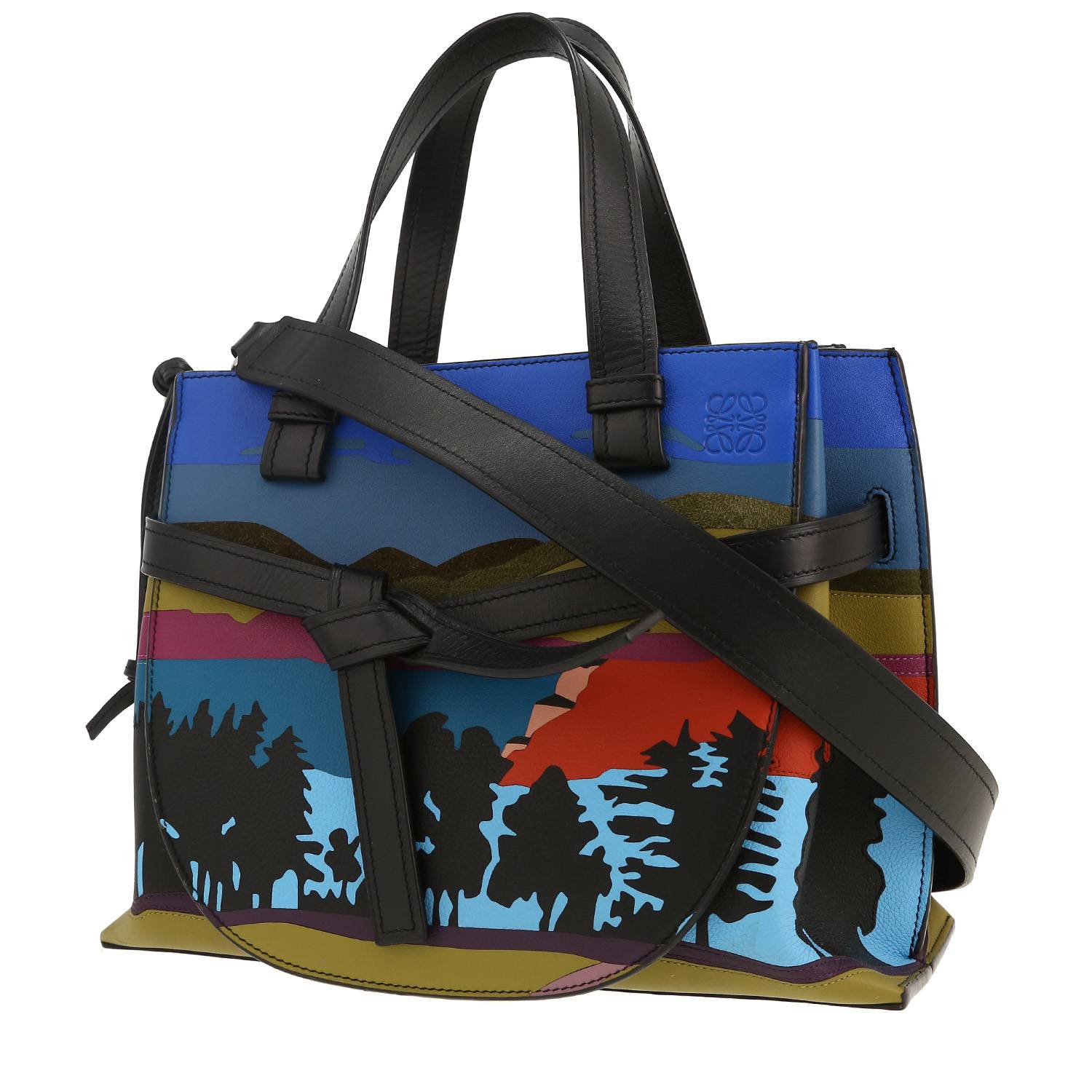 Sac à main Loewe  Gate Top Handle en cuir multicolore et cuir noir