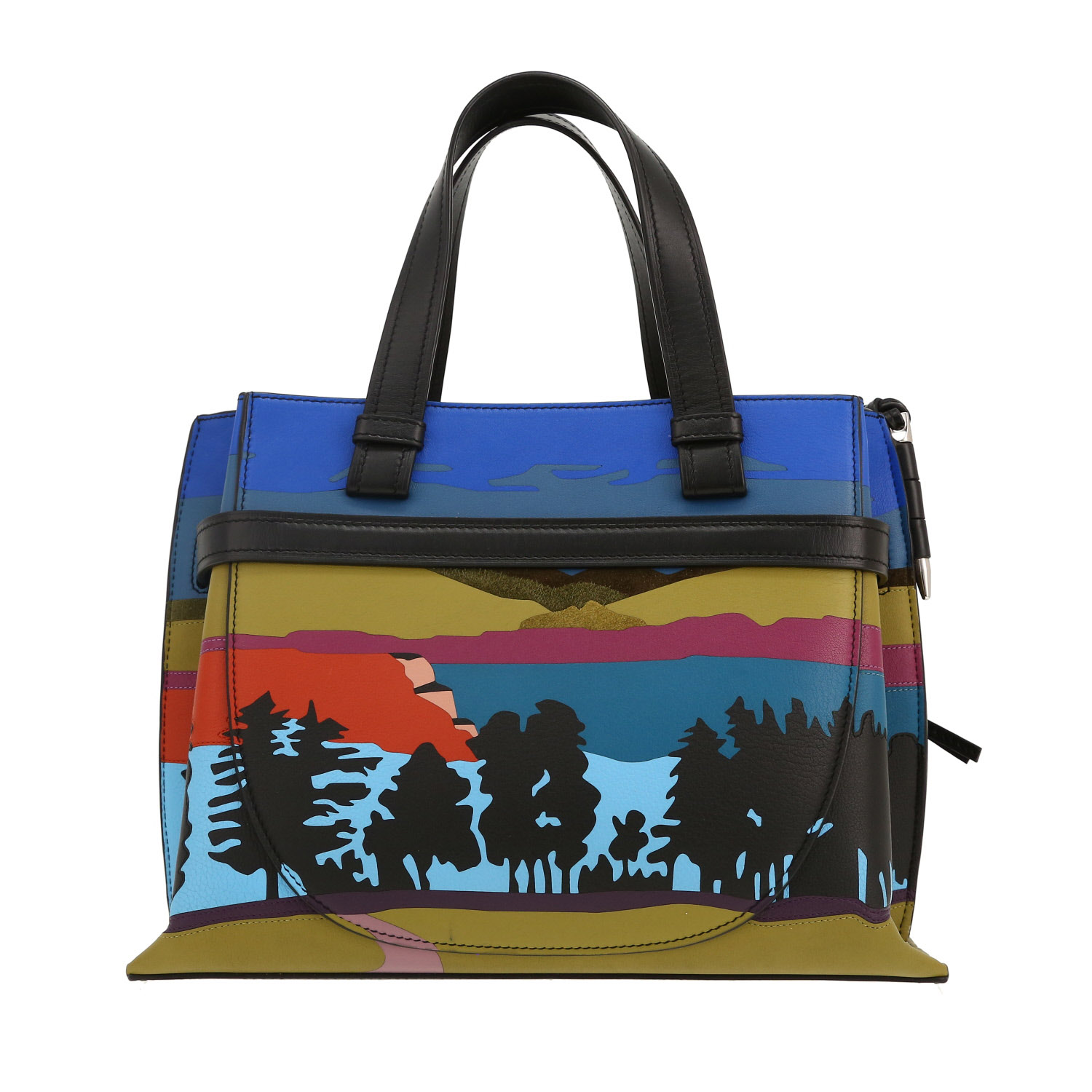 Bolso de mano Loewe  Gate Top Handle en cuero multicolor y cuero negro - Detail D4