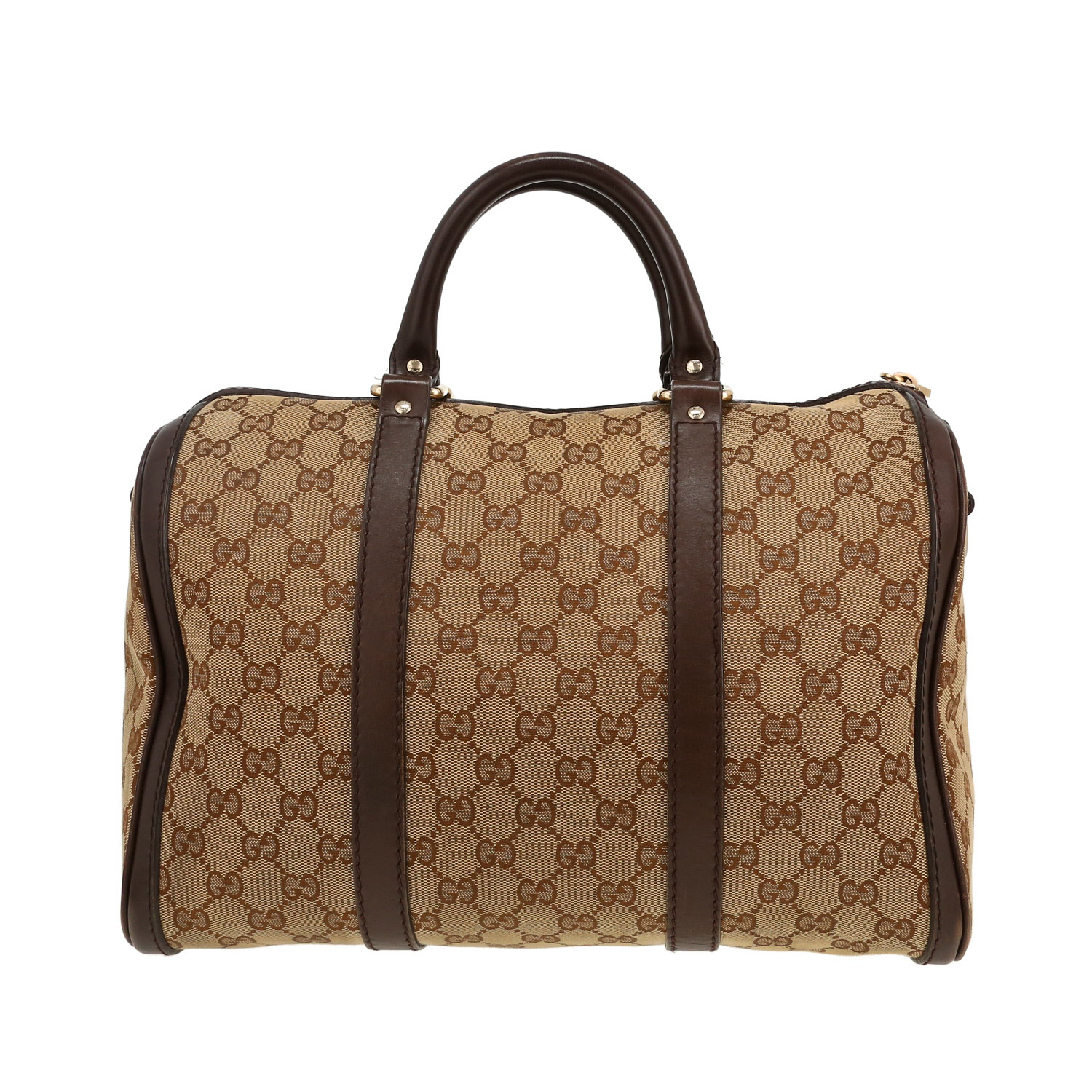 Gucci Boston handbag in beige "sûpreme GG" canvas and brown leather - Detail D4