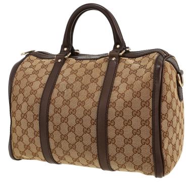 Sac à main Gucci  Boston en toile sûpreme GG beige et cuir marron