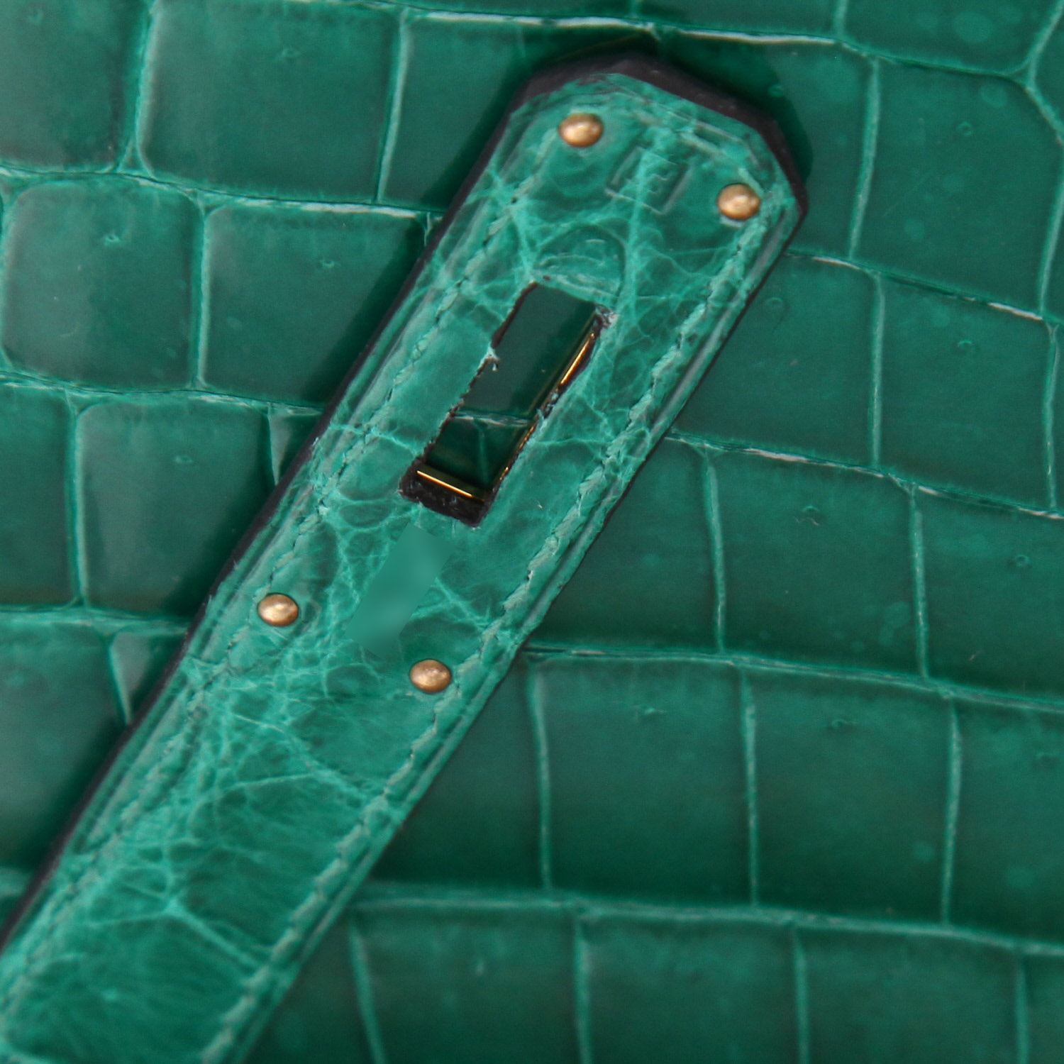 Hermès  Birkin 30 cm handbag  in Vert Emeraude niloticus crocodile - Detail D4