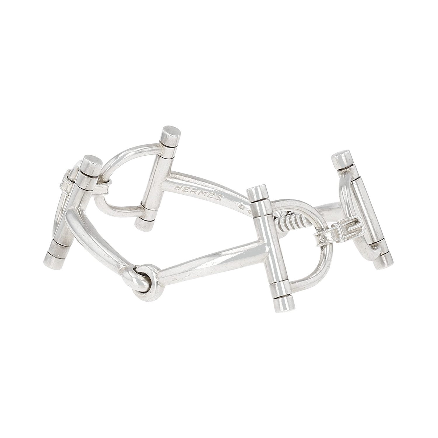 Articulated Hermès Mors bracelet in silver - Detail D3