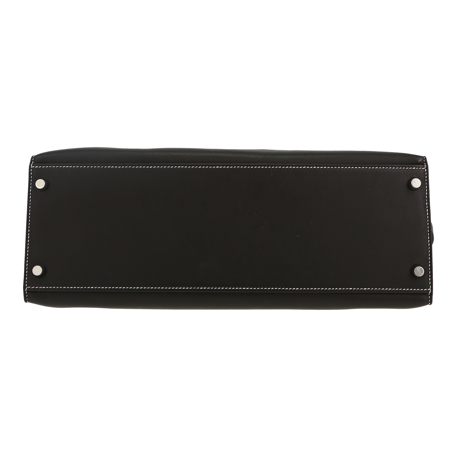 Bolso de mano Hermès  Kelly Flat en cuero swift negro - Detail D1