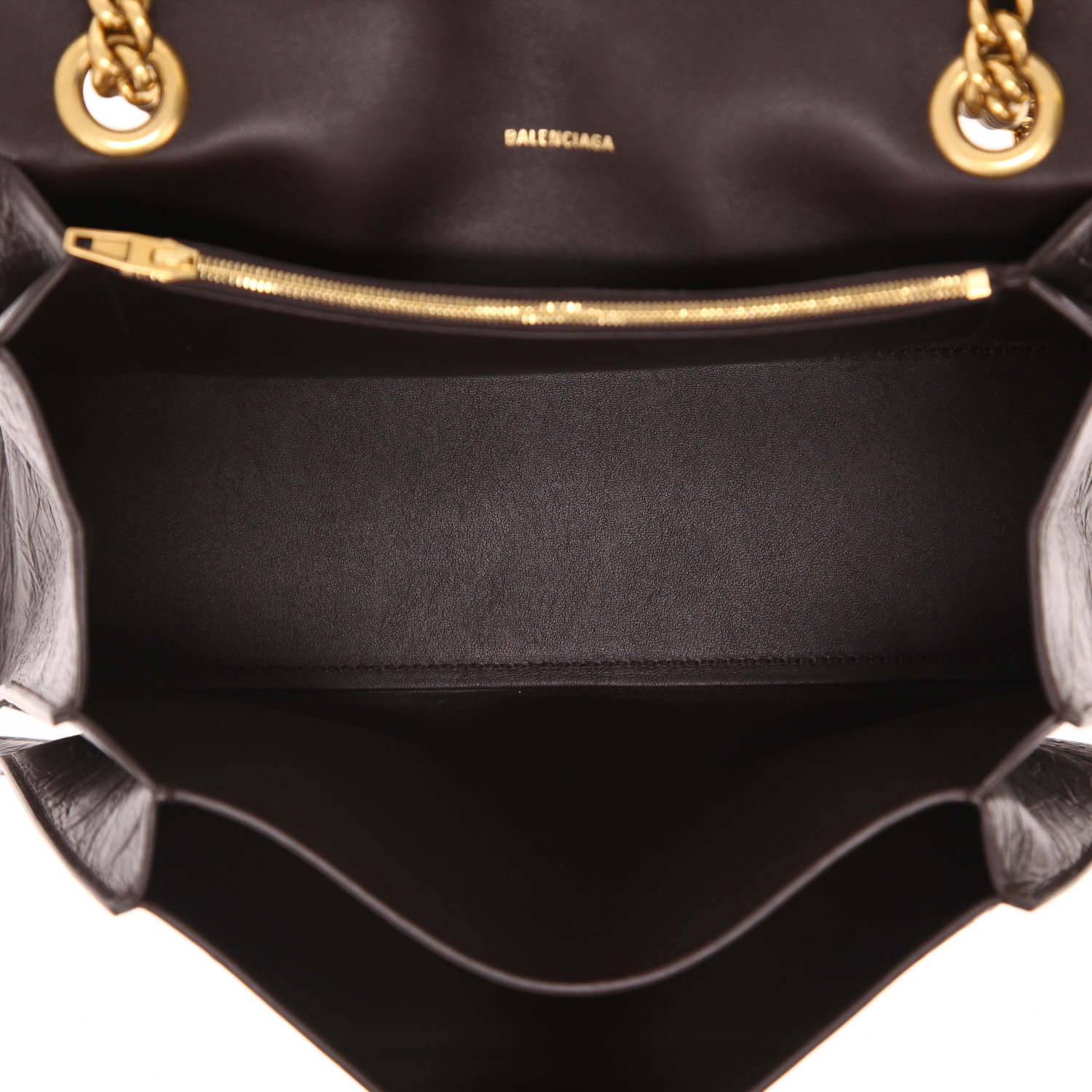 Bolso de mano Balenciaga  Hourglass en cuero marrón - Detail D3