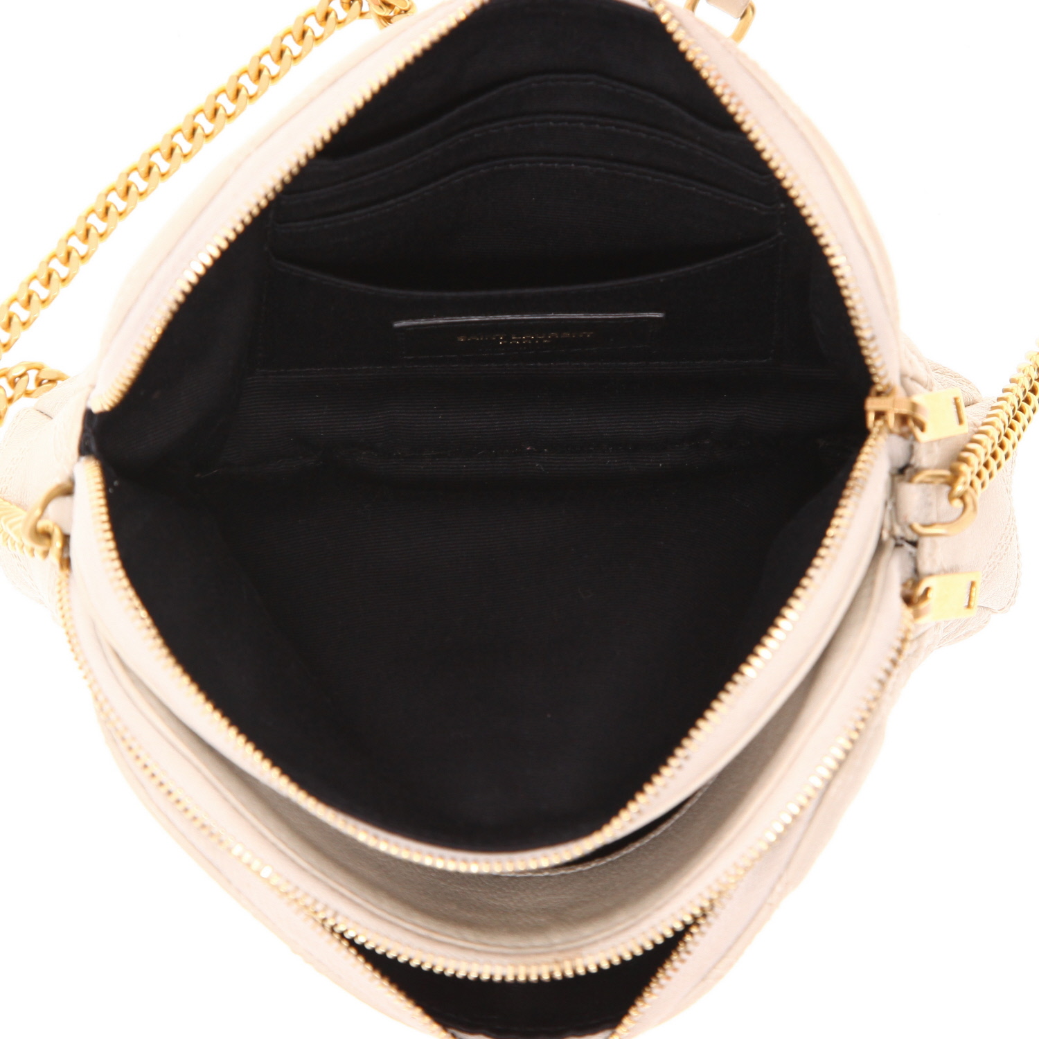 Sac bandoulière Saint Laurent  Becky en cuir matelassé écru - Detail D3