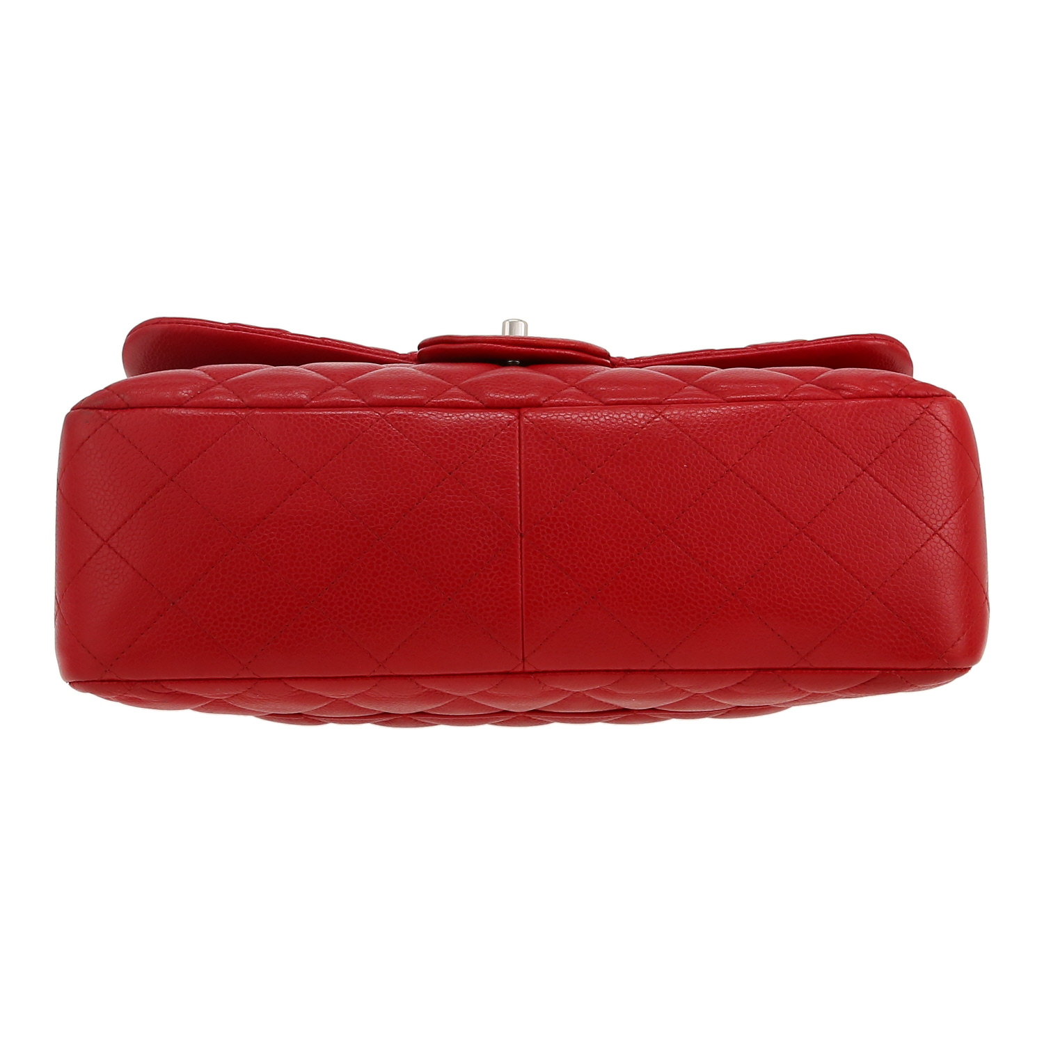 Sac bandoulière Chanel  Timeless Jumbo en cuir grainé matelassé rouge - Detail D1