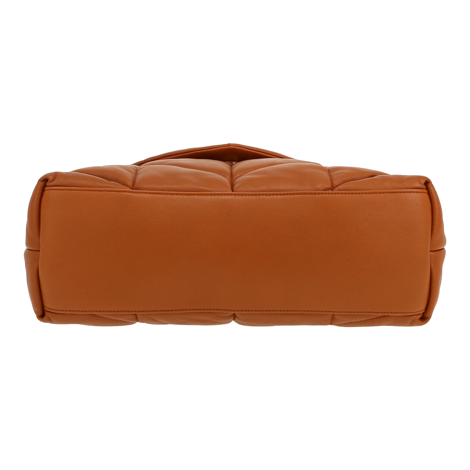 Bolso de mano Saint Laurent  Puffer modelo mediano  en cuero acolchado con motivos de espigas marrón - Detail D1