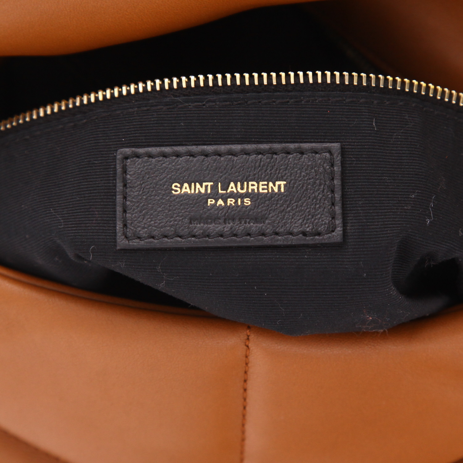 Saint Laurent  Puffer medium model  handbag  in brown chevron quilted leather - Detail D2