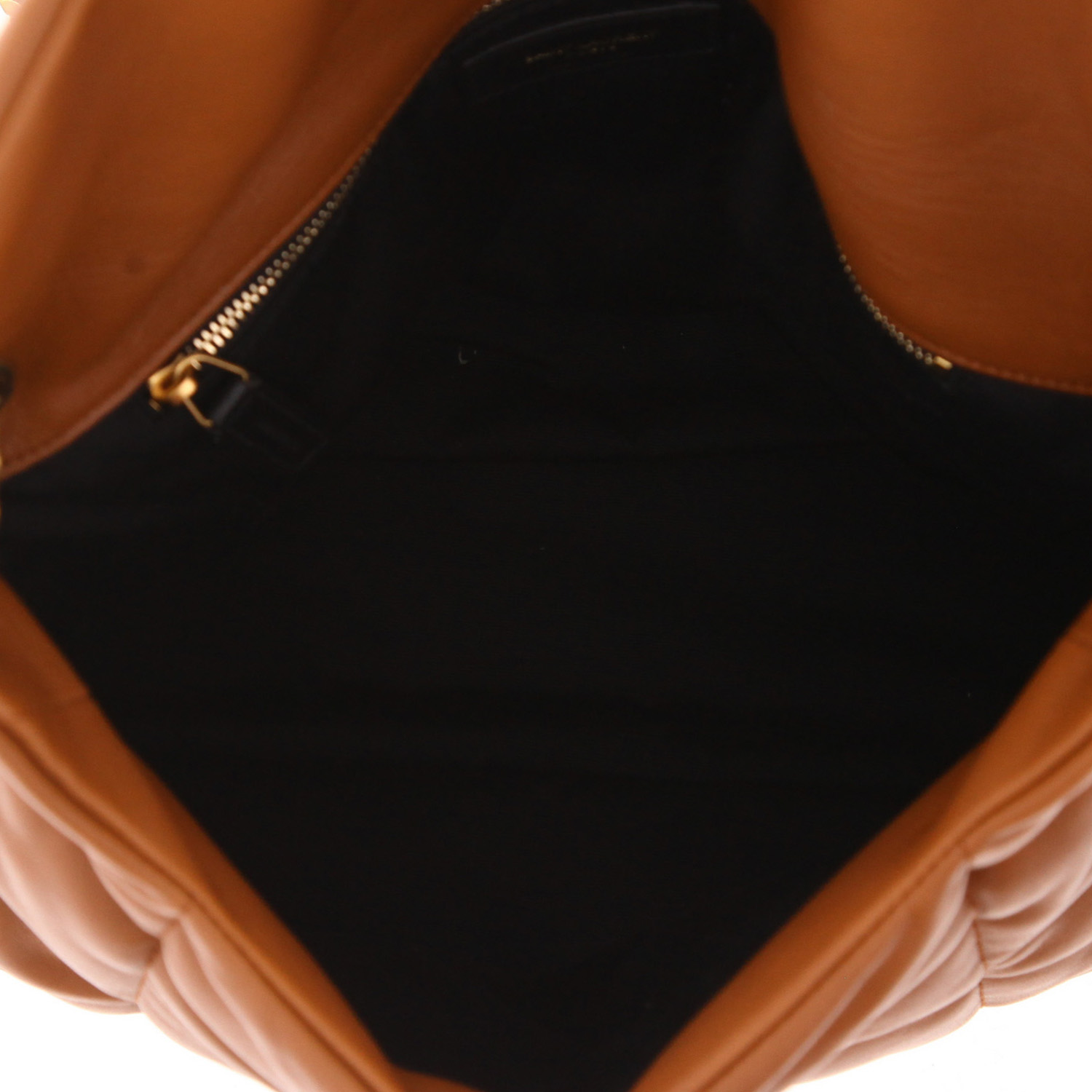 Saint Laurent  Puffer medium model  handbag  in brown chevron quilted leather - Detail D3