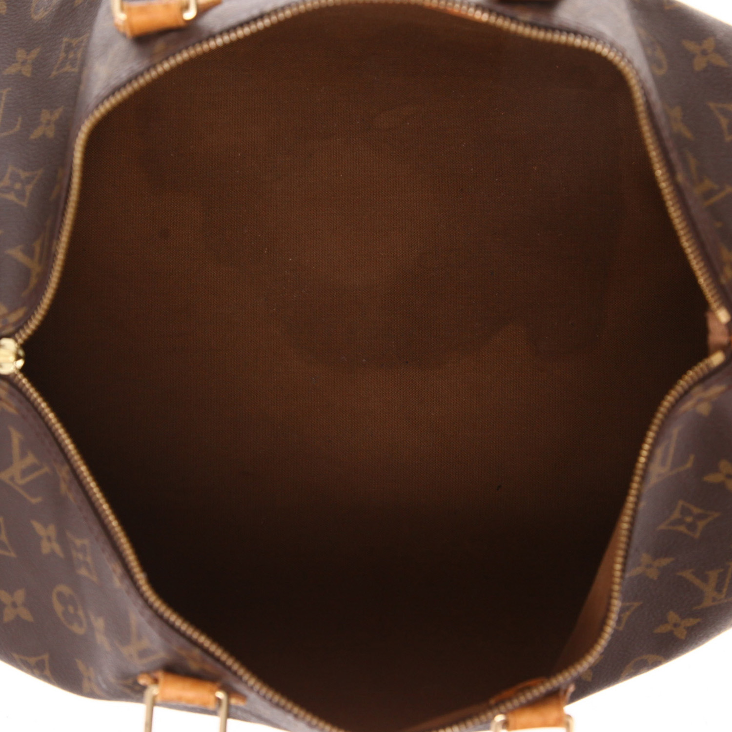 Borsa Louis Vuitton  Speedy 40 in tela monogram cerata marrone e pelle naturale - Detail D4