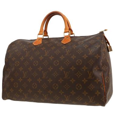 Sac à main Louis Vuitton  Speedy 40 en toile monogram enduite marron et cuir naturel