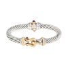 Bracciale David Yurman Cable Buckle in oro giallo, argento e granato - 00pp thumbnail