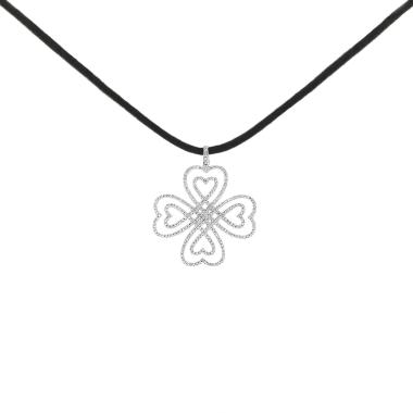 Ciondolo Poiray Coeur Entrelacé in oro bianco e diamanti