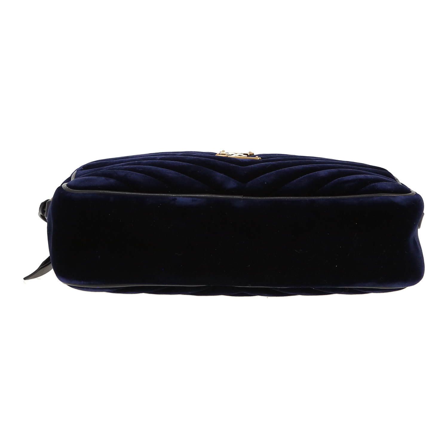 Saint Laurent  Lou Sac Caméra shoulder bag  in blue velvet - Detail D1