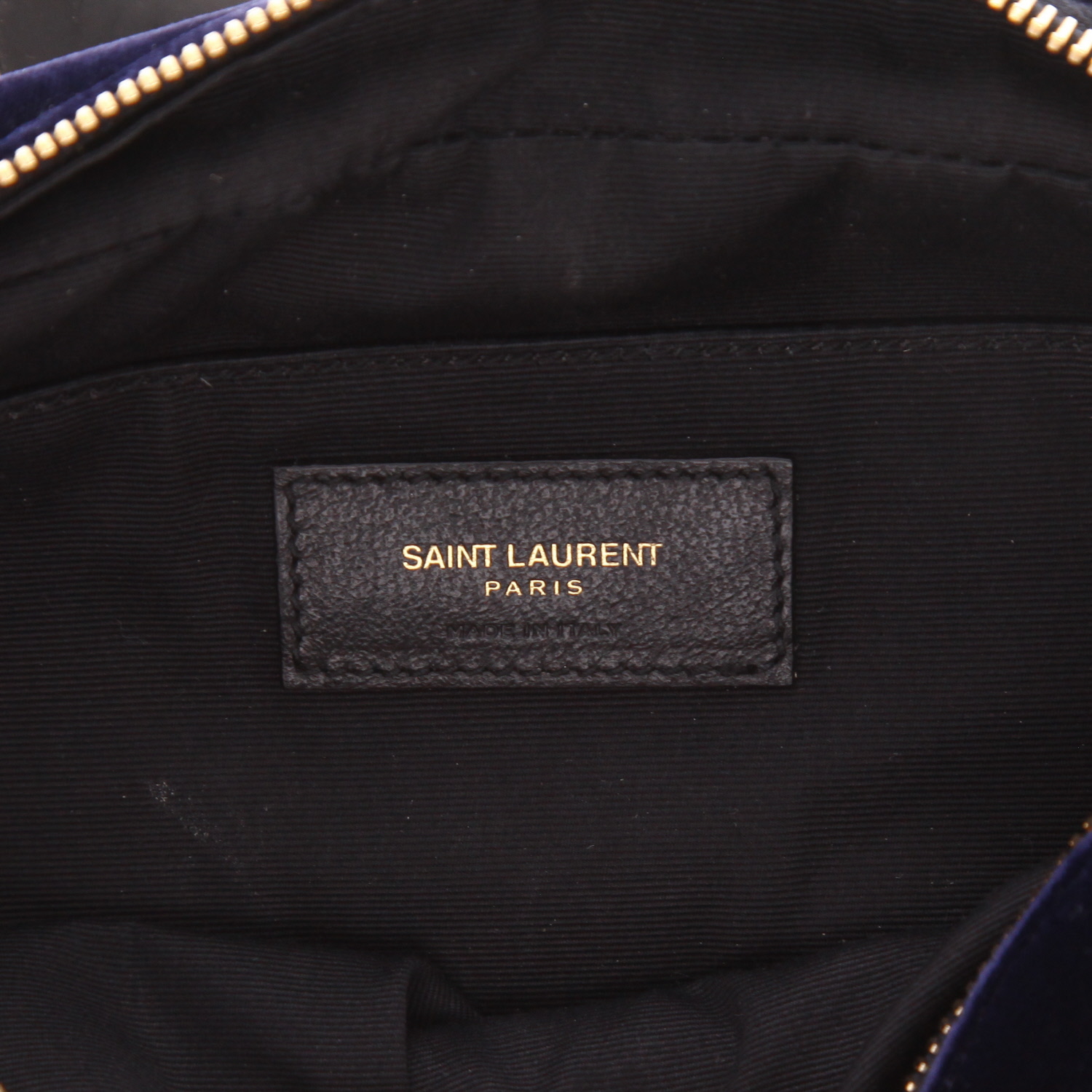 Saint Laurent  Lou Sac Caméra shoulder bag  in blue velvet - Detail D2