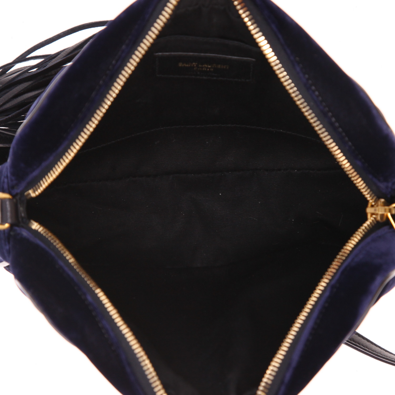 Saint Laurent  Lou Sac Caméra shoulder bag  in blue velvet - Detail D3